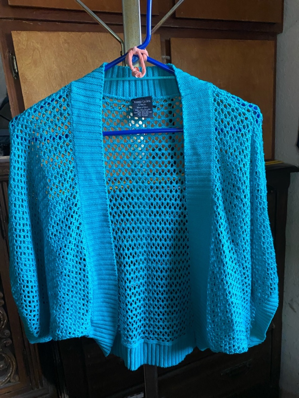 Talbots Open-Weave Turquoise Cardigan